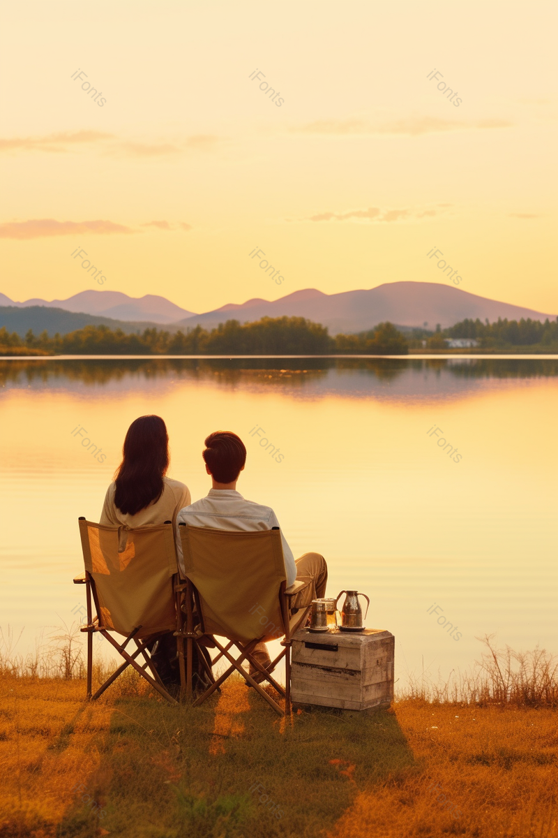 年轻情侣湖边享受大自然,高清,摄影图,摄影图片,图片大全,摄影图免费下载